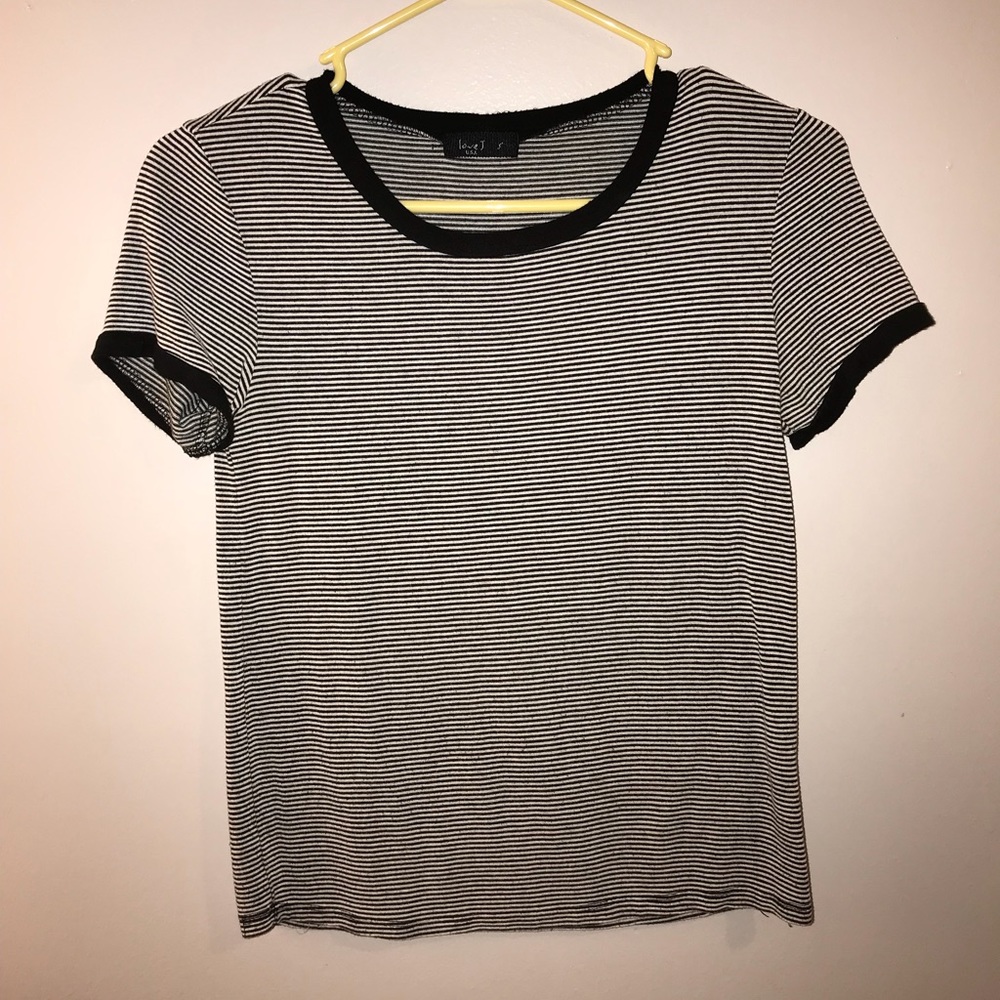 Black and White Ringer Top